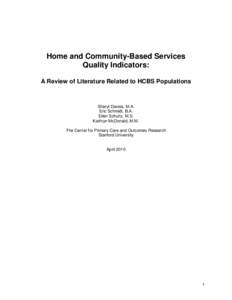 Home and Community-Based Services Quality Indicators: