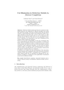 Cut Elimination in Deduction Modulo by Abstract Completion Guillaume Burel1 and Claude Kirchner2 1  3