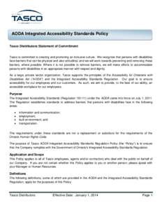 atygkgjhgjh AODA Integrated Accessibility Standards Policy  Tasco Distributors Statement of Commitment
