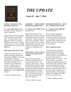 THE UPDATE Issue #9 July 7, 2014  APPEAL - REASONS - W(D) REVERSAL OF ONUS