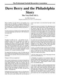 The Professional Football Researchers Association  Dave Berry and the Philadelphia