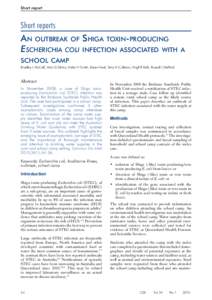 An outbreak of Shiga toxin-producingEscherichia coli infection associated with a school camp