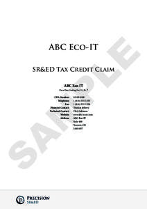 LE  ABC Eco-IT SR&ED Tax Credit Claim ABC Eco-IT