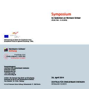 Symposium  im Gedenken an Hermann Scheer – Kofinanzierung aus Mitteln der Europäischen Union