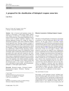 Theory Biosci. DOIs12064REVIEW  A proposal for the classification of biological weapons sensu lato