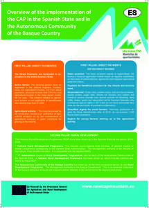 Overview of the implementation of the CAP in the Spanish State and in the Autonomous Community of the Basque Country  FIRST PILLAR: DIRECT PAYMENTES