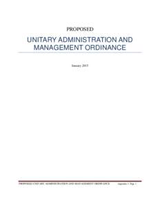 PROPOSED  UNITARY ADMINISTRATION AND MANAGEMENT ORDINANCE January 2015