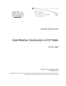 PCA R&D Serial NoCold-Weather Construction of ICF Walls by John Gajda  ©Portland Cement Association 2002
