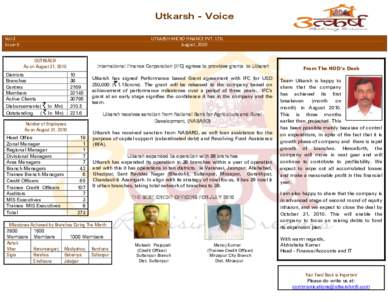 Utkarsh - Voice Vol-2 Issue-5 UTKARSH MICRO FINANCE PVT. LTD. August, 2010