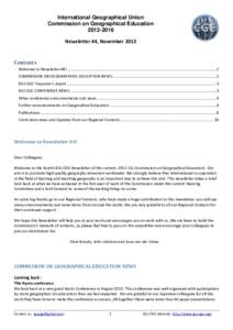 International Geographical Union Commission on Geographical EducationNewsletter #4, NovemberContents
