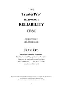 THE  TrusterPro™ TECHNOLOGY  RELIABILITY