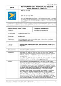 EASA PAD No.: [removed]EASA NOTIFICATION OF A PROPOSAL TO ISSUE AN AIRWORTHINESS DIRECTIVE