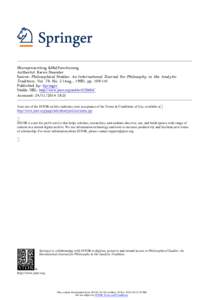 Misrepresenting &Malfunctioning Author(s): Karen Neander Source: Philosophical Studies: An International Journal for Philosophy in the Analytic Tradition, Vol. 79, No. 2 (Aug., 1995), ppPublished by: Springer S