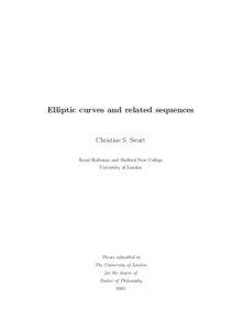 Elliptic curves and related sequences  Christine S. Swart