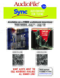 audiobooks For teens Available as a FREE audiobook download THIS WEEK, July 7 – July 13!  Listen to a clip: