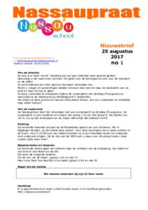 Nieuwsbrief www.nassauschoolhattemerbroek.nl  Telefoon directie: augustus