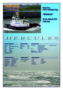 Deep Sea, Port & Terminal Tug ”HERCULES” 35 ton Bollard Pull 2700 bhp