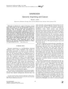 Experimental Cell Research 248, 18 –[removed]Article ID excr[removed], available online at http://www.idealibrary.com on MINIREVIEW Genomic Imprinting and Cancer Randy L. Jirtle 1