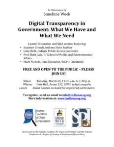 In	
  Observance	
  Of	
    Sunshine	
  Week	
      Digital	
  Transparency	
  in	
  