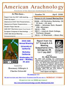 American Arachnolo gy Newsletter of the American Arachnological Society In This Issue...  April 2008