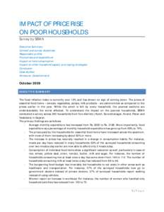 IMPACT OF PRICE RISE ON POOR HOUSEHOLDS Survey by SEWA Executive Summary Context and survey objectives Respondent profile