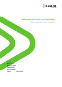 IPv6-Strategie in deutschen Unternehmen Eine Studie der Cassini Consulting Autoren: Peter Fetzer Florian Augthun