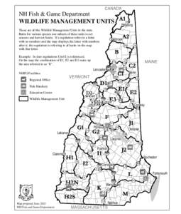 CANADA  NH Fish & Game Department WILDLIFE MANAGEMENT UNITS A1  3