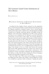 The Genizaro Land Grant Settlements of New Mexico Moises Gonzales Historical Context of Genizaro Settlements in New Mexico