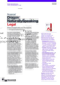 Dragon Spracherkennung Dragon NaturallySpeaking 13 Legal Datenblatt  Mehr Produktivität und Rentabilität