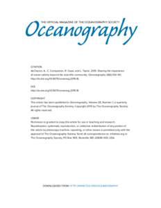 Oceanography THE OFFICIAL MAGAZINE OF THE OCEANOGRAPHY SOCIETY CITATION deCharon, A., C. Companion, R. Cope, and L. TaylorSharing the importance of ocean salinity beyond the scientific community. Oceanography 28(