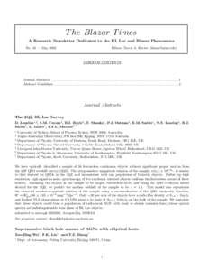 T he Blazar T imes A Research Newsletter Dedicated to the BL Lac and Blazar Phenomena No. 43 — May 2002 Editor: Travis A. Rector ()