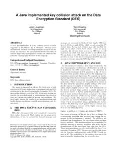 A Java implemented key collision attack on the Data Encryption Standard (DES) John Loughran Tom Dowling