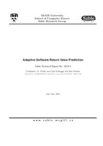 McGill University School of Computer Science Sable Research Group Adaptive Software Return Value Prediction Sable Technical Report No