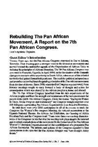 Rebuilding The Pan African Movement, A Report on the 7th Pan African Congress.