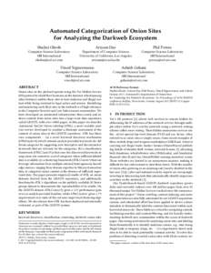 Automated Categorization of Onion Sites for Analyzing the Darkweb Ecosystem Shalini Ghosh Computer Science Laboratory SRI International