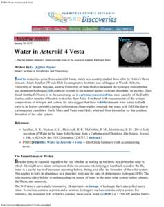 PSRD: Water in Asteroid 4 Vesta