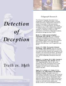Polygraph Research  Detection of Deception