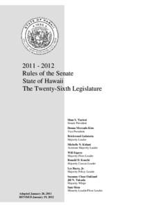 Rules of the Senate State of Hawaii The Twenty-Sixth Legislature  Shan S. Tsutsui