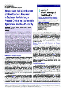 Advances in the Identification of Novel Factors Required in Soybean Nodulation, a Process Critical to Sustainable Agriculture and Food Security