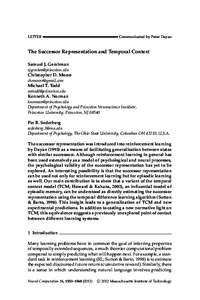 LETTER  Communicated by Peter Dayan The Successor Representation and Temporal Context Samuel J. Gershman