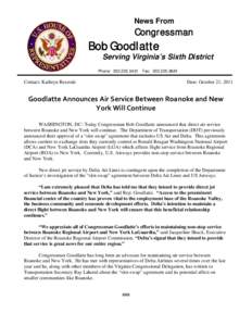 News From  Congressman Bob Goodlatte Serving Virginia’s Sixth District