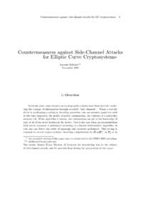 Countermeasures against side-channel attacks for EC cryptosystems  1 Countermeasures against Side-Channel Attacks for Elliptic Curve Cryptosystems*