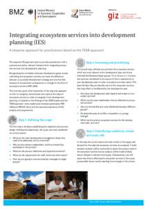 Published by  Integrating ecosystem services into development planning (IES) A stepwise approach for practicioners based on the TEEB approach The stepwise IES approach aims to provide practitioners with a