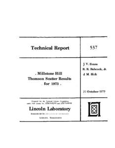 Technical Report  537 J. IL Evans R. R. Babcock, Jr.