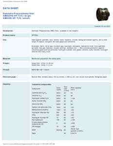 Datasheet: Domestic Preparedness filters SE400
