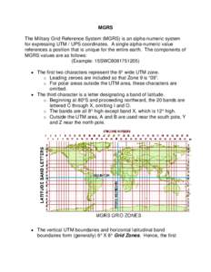 Universal Transverse Mercator (UTM) and Universal Polar Stereographic (UPS) Coordinates