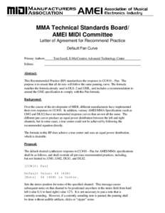 MMA Technical Standards Board/ AMEI MIDI Committee Letter of Agreement for Recommend Practice Default Pan Curve Primary Authors: