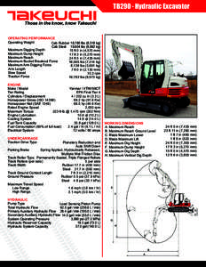 TB290 - Hydraulic Excavator  ® Those in the know, know Takeuchi OPERATING