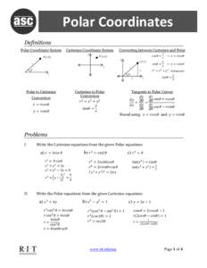 Curves / Algebraic curves / Polar coordinate system / Cartesian coordinate system / Polar curve / Pole and polar / Cardioid / Pedal equation / Subtangent / Geometry / Coordinate systems / Analytic geometry