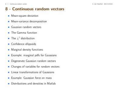 8-1  Continuous random vectors 8 - Continuous random vectors • Mean-square deviation